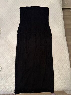 Strapless Black Lace Pencil Dress